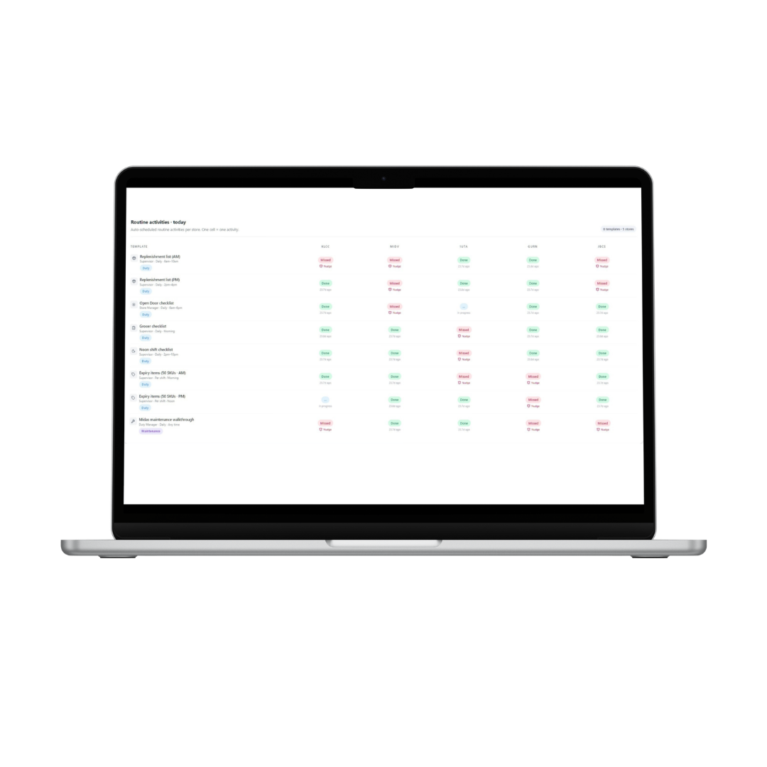 Symple mobile app showing retail project tracking