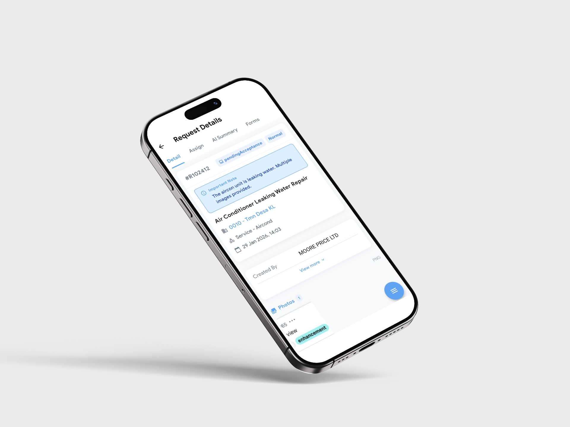 Symple Maintenance ticket and vendor quote-match interface