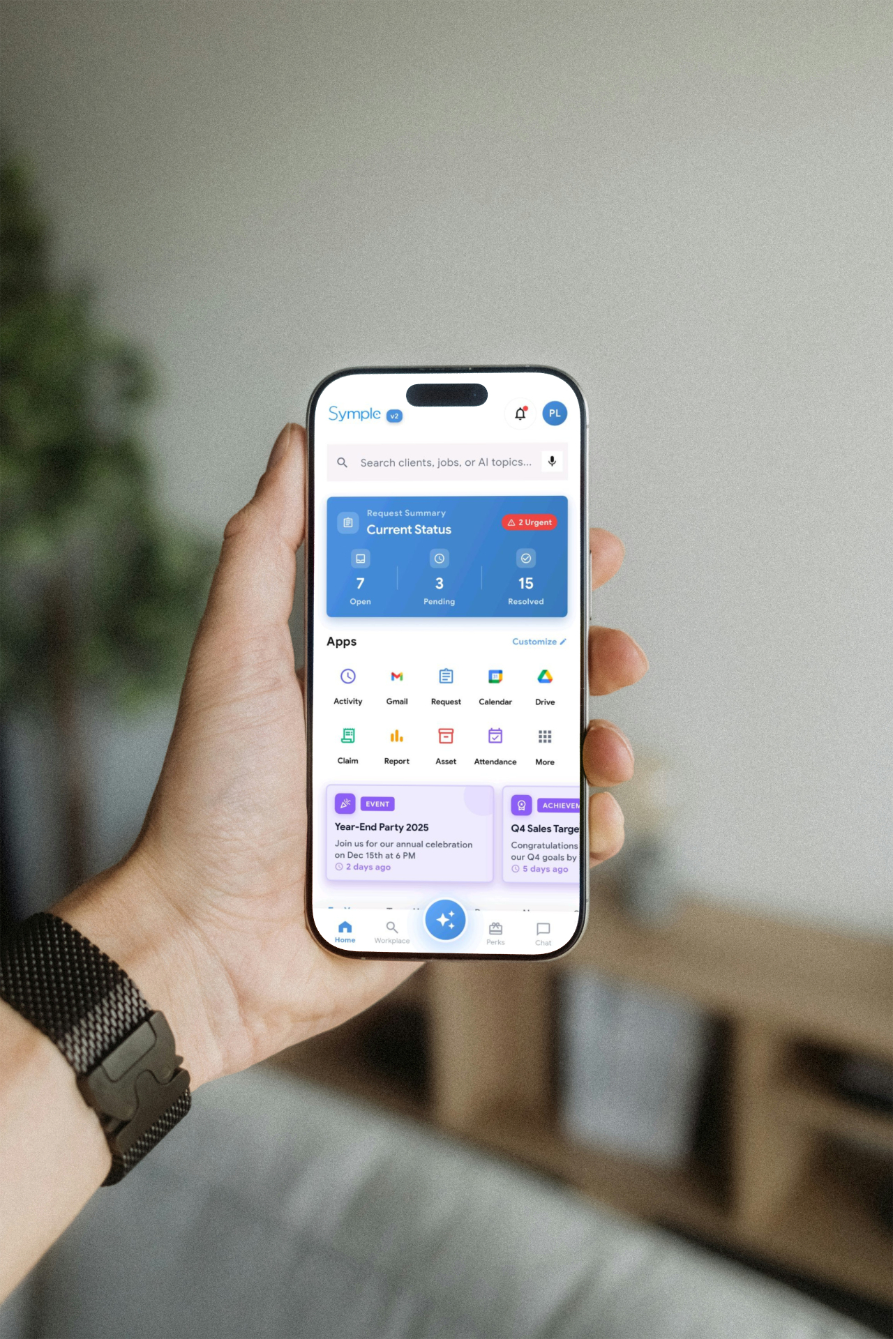 Frontline worker using the Symple v2 mobile app